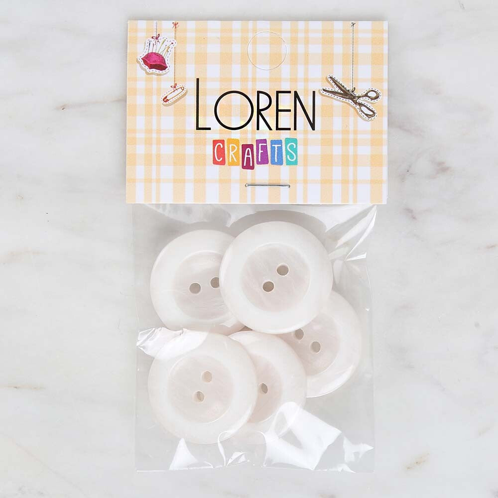 Loren Crafts 5'li Beyaz Düğme - 1710